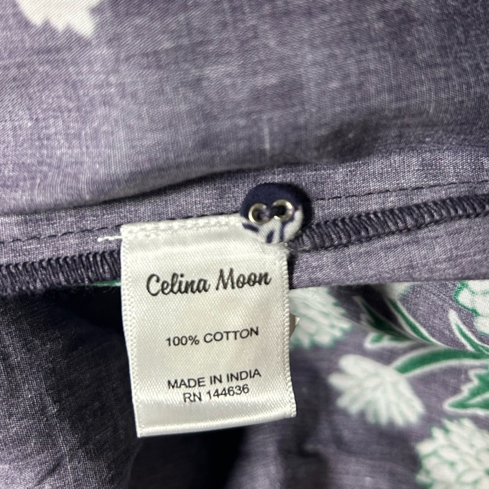 NEW NWT CELINA MOON Navy Tie Waist Floral Maxi Dress 100% Cotton - Picture 8 of 14